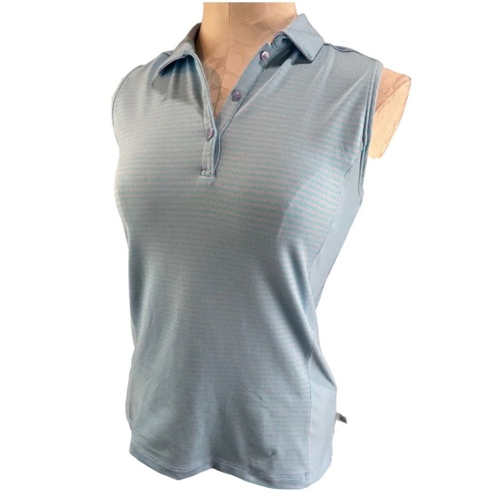 XS Lady Hagen Women's Blue Lavender Striped Golf Polo Sleeveless